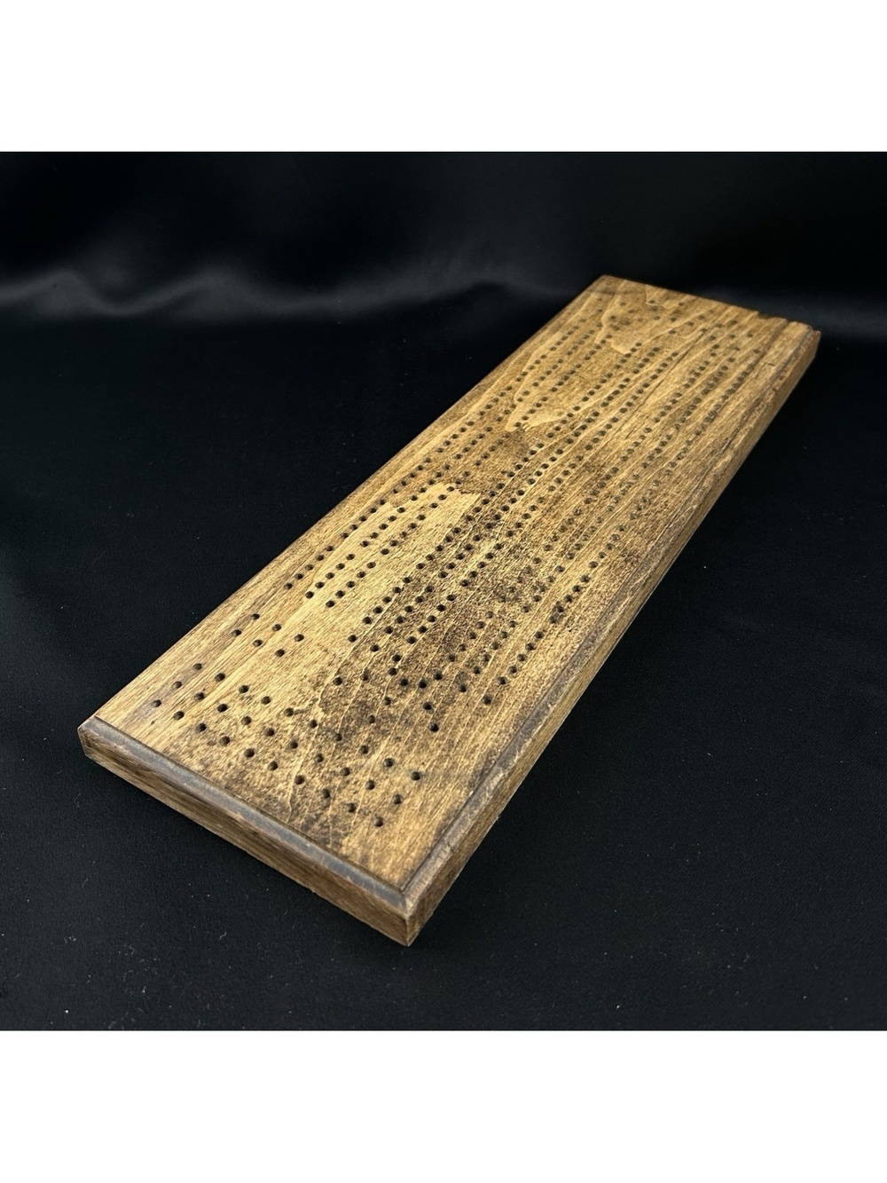 Vintage Hand Made Wood Cribbage Board 15"×5"×0.75" No Pegs Made by Tom M